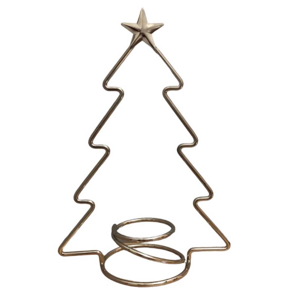 Christmas Tree Silhouette Silver Small Candle Holder